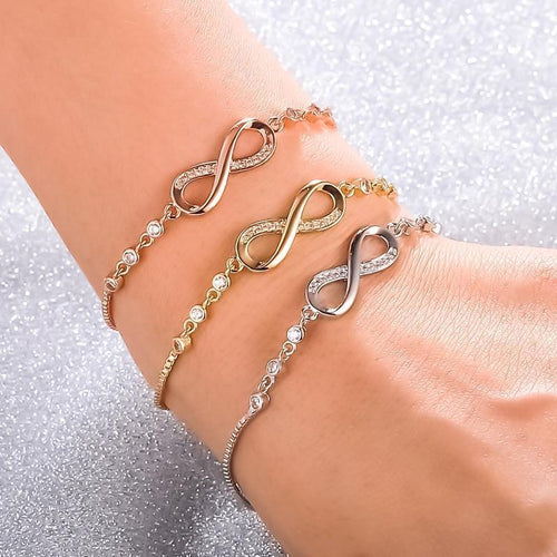 Pulsera ajustable de infinito en plata