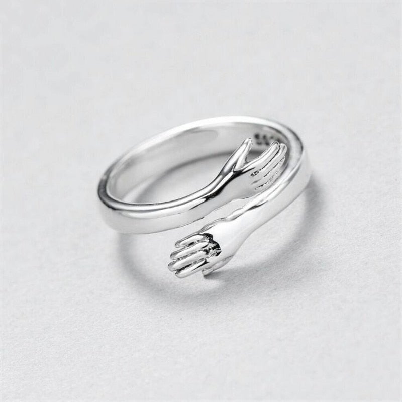 Anillo de abrazo ajustable en plata 