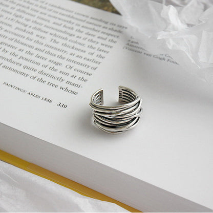 Anillo de plata en capas ajustable 