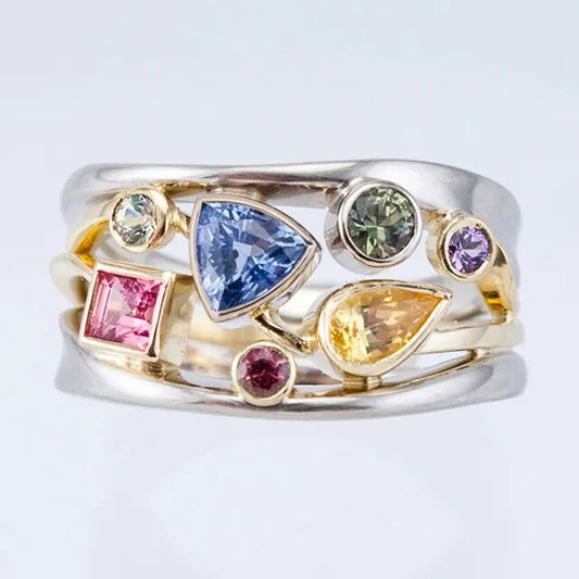 Anillo vintage de circonitas coloridas