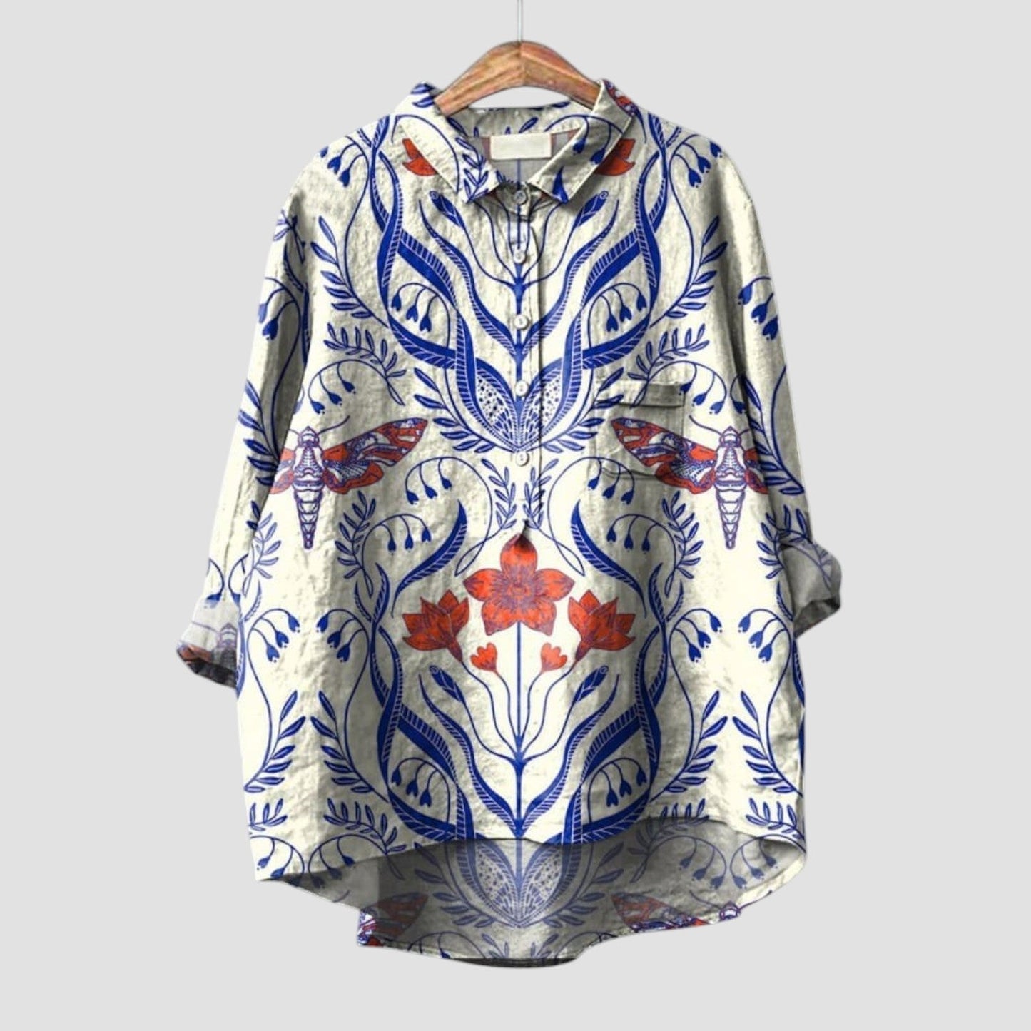Ivana | Camisa oversize para mujer con estampado botánico y estilo natural 