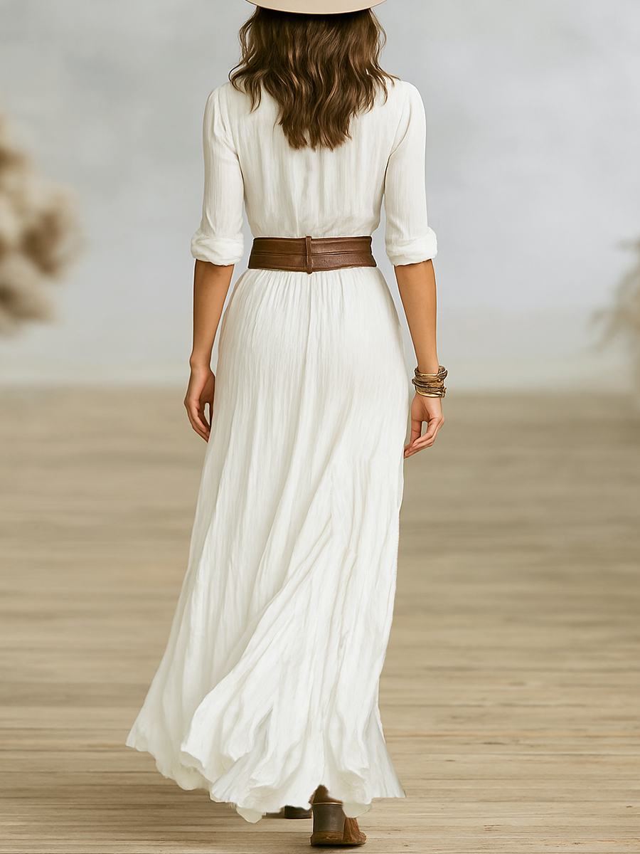 Vestido largo - Imitación de algodón y lino