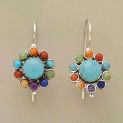 Pendientes de aro turquesa multicolor 
