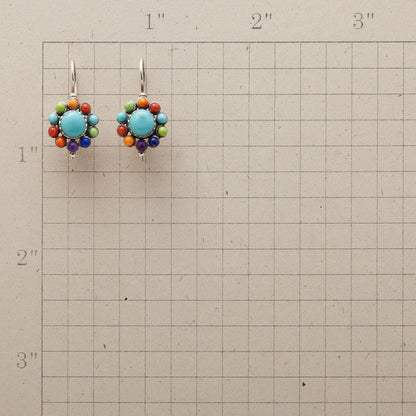 Pendientes de aro turquesa multicolor 