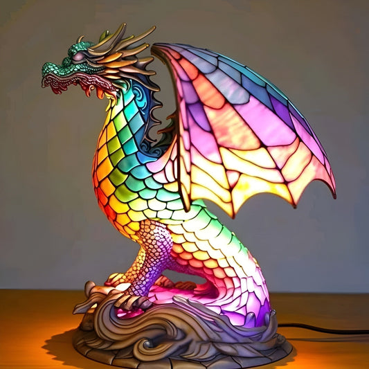 Ignis | Lámpara de dragón mágico de vidrio coloreado