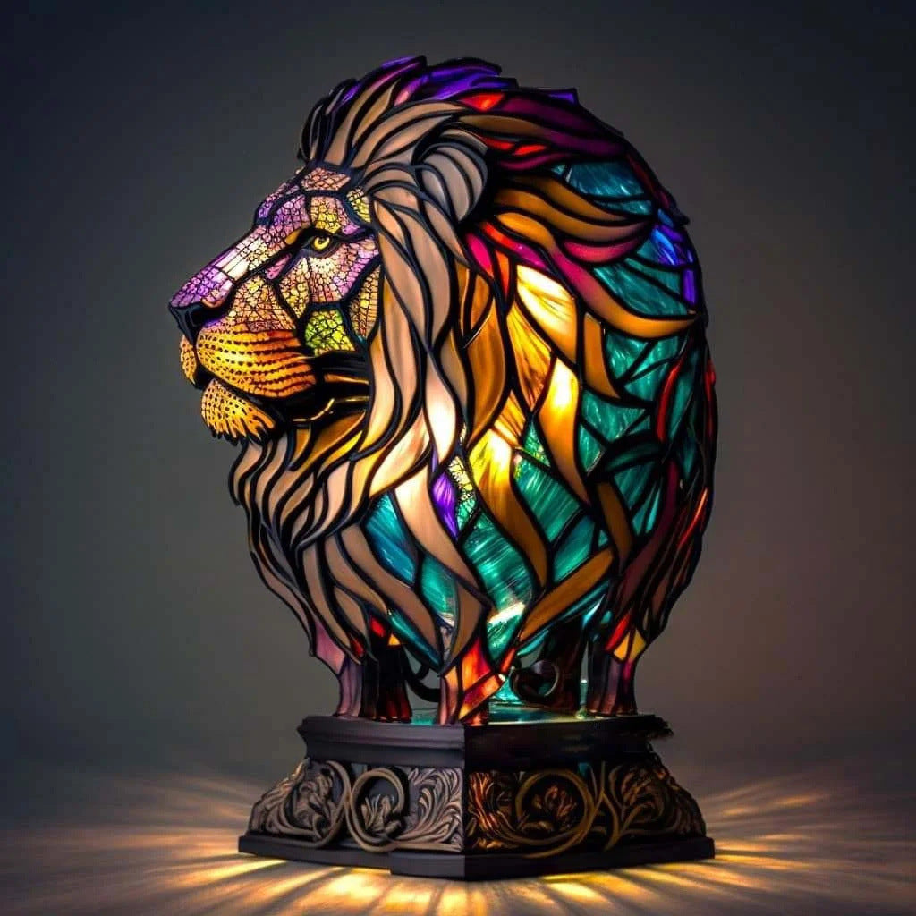 Simba | Lámpara de león mágica en vidrio coloreado
