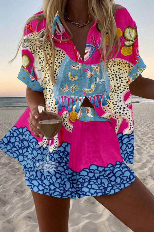 Belina™ | Conjunto de playa corto con estampado de mariposas 