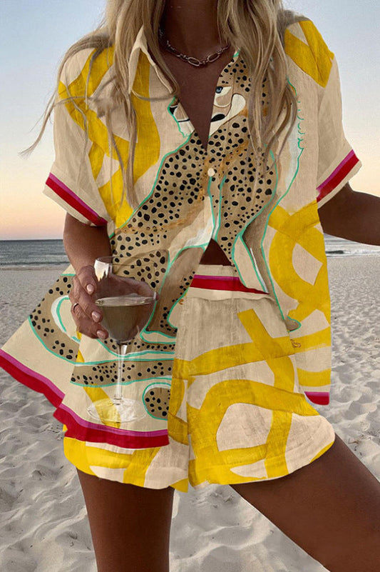 Casima™ | Conjunto de playa corto con estampado de leopardo 