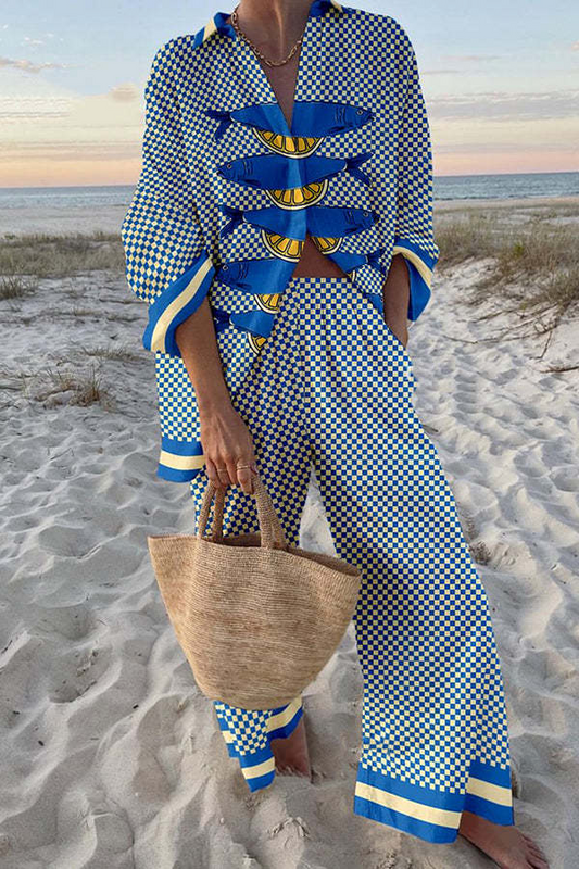 Trivela™ | Conjunto de playa con estampado de sardinas y limones 
