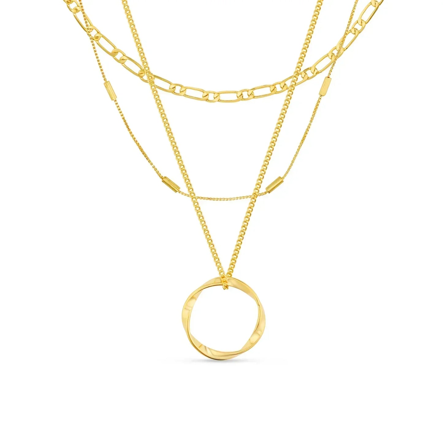 Collar de tres filas con círculo abierto