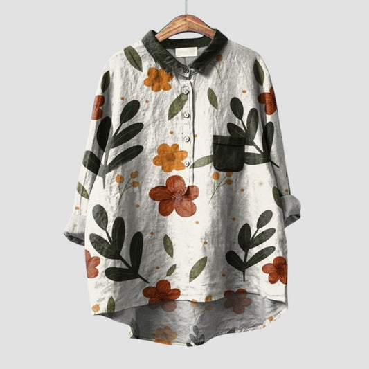 CLARISSA | Camisa floral oversize de estilo natural y auténtico