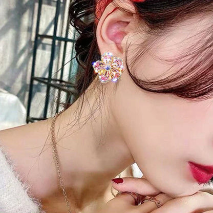 Pendientes de circonitas multicolor en plata 