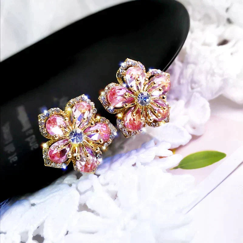 Pendientes de circonitas multicolor en plata 