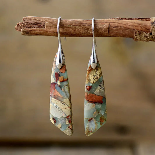 Pendientes vintage con piedra natural 