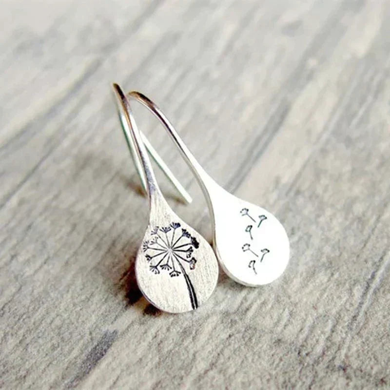 Pendientes vintage de flores de plata 