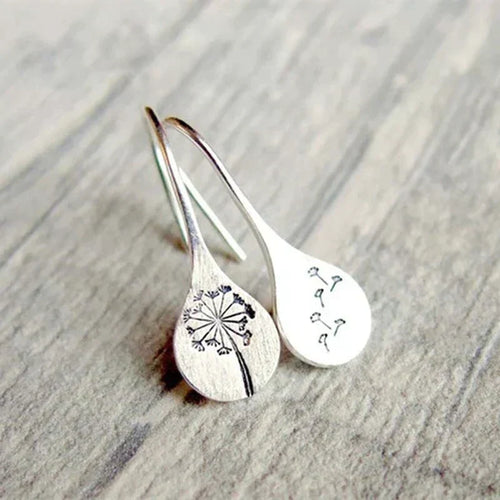 Pendientes vintage de flores de plata 