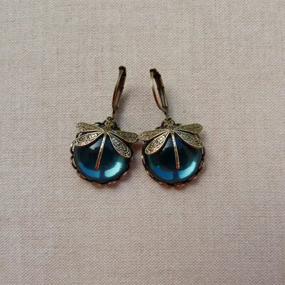 Pendientes de libélula de oro antiguo 