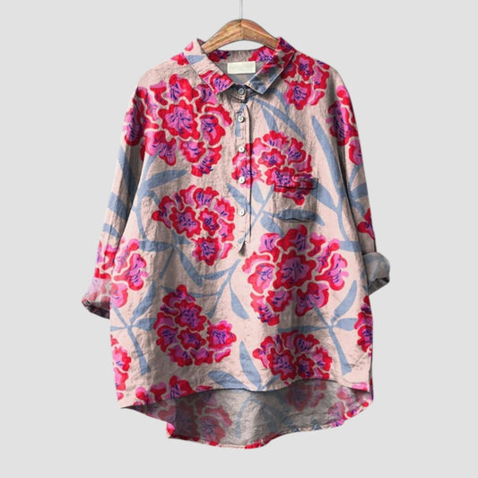 Renata | Camisa floral extragrande para mujer con estilo atrevido y comodidad fluida 