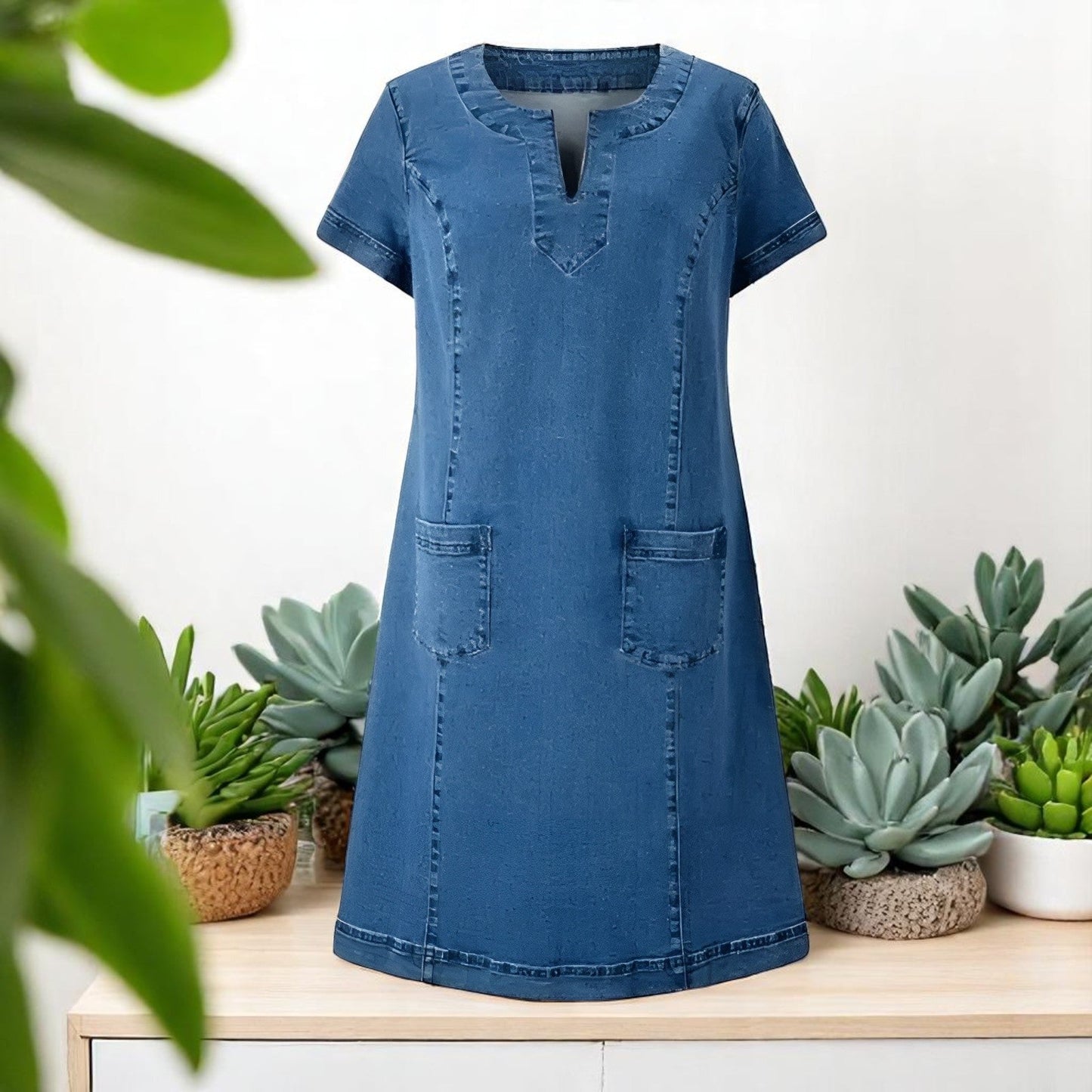 Julia | Vestido vaquero suave con bolsillos delanteros