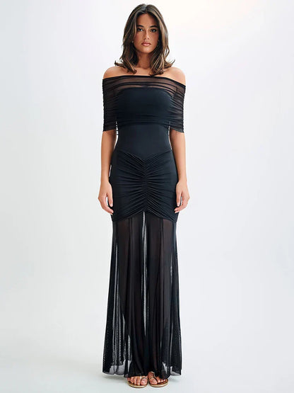 Celeste™ | Vestido largo con drapeado exuberante 