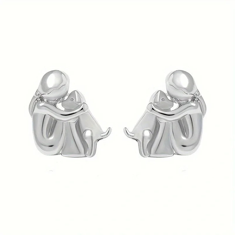 Pendientes de abrazo bicolor de plata y oro