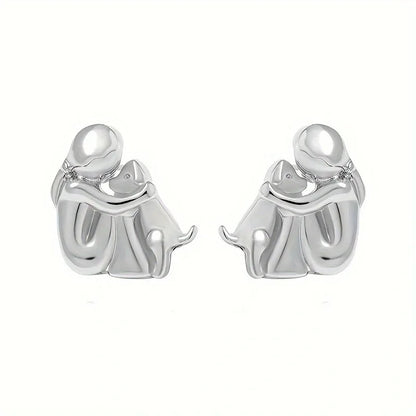 Pendientes de abrazo bicolor de plata y oro