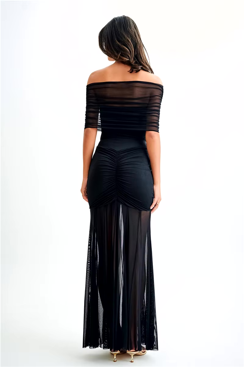 Celeste™ | Vestido largo con drapeado exuberante 