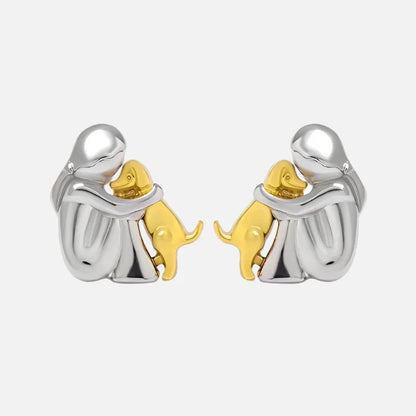 Pendientes de abrazo bicolor de plata y oro