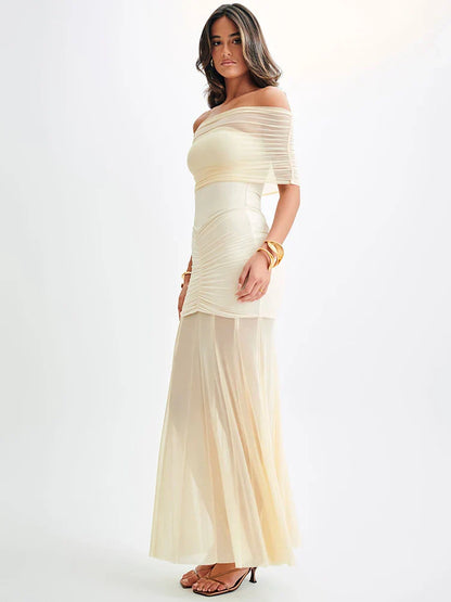 Celeste™ | Vestido largo con drapeado exuberante 