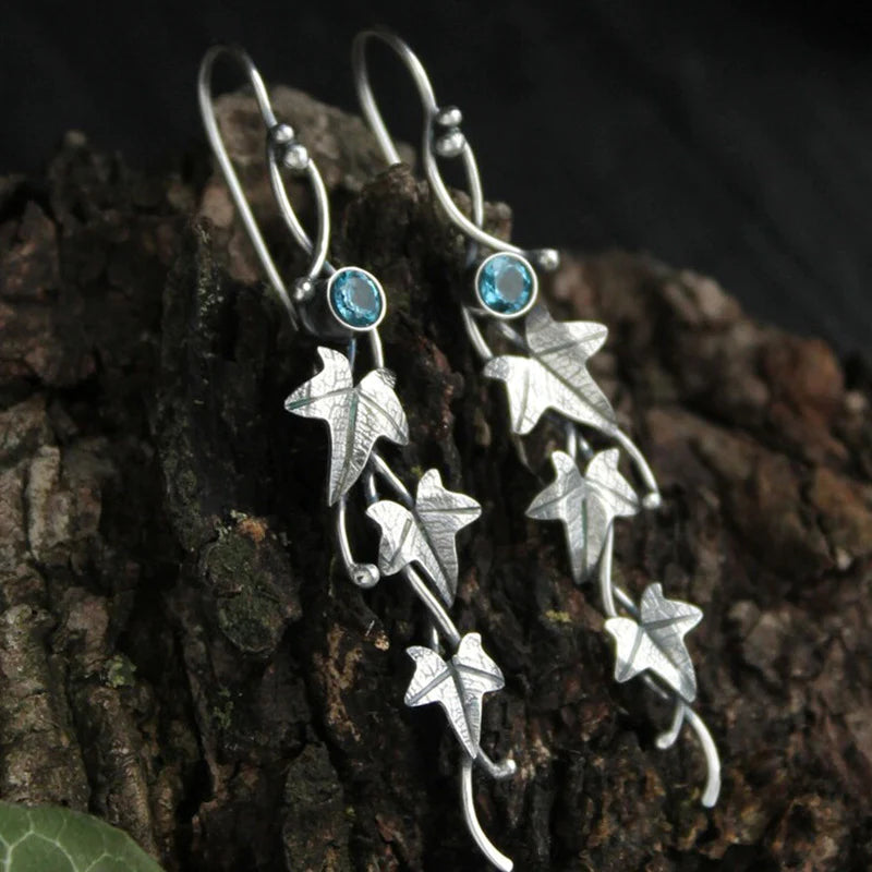 Pendientes de elfo de cristal azul 