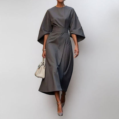 Edra | Vestido largo con mangas murciélago y tacto satinado 