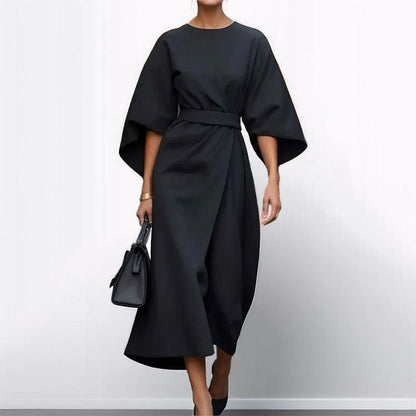 Edra | Vestido largo con mangas murciélago y tacto satinado 