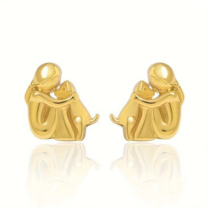 Pendientes de abrazo bicolor de plata y oro