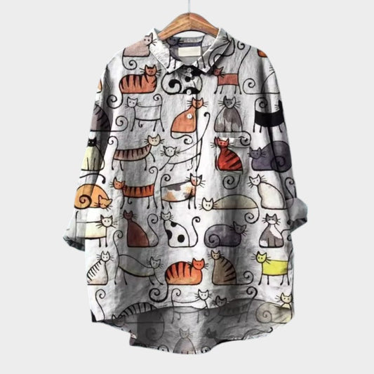 LUCIANA | Blusa Oversize con Gatos Estilizados y Comodidad Única para el Día a Día 