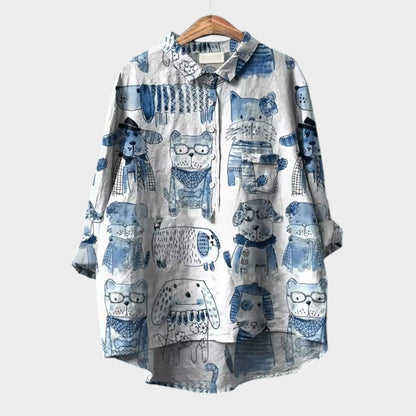 Mia | Blusa oversize con estampado de perro y comodidad para el día a día para un estilo alegre 