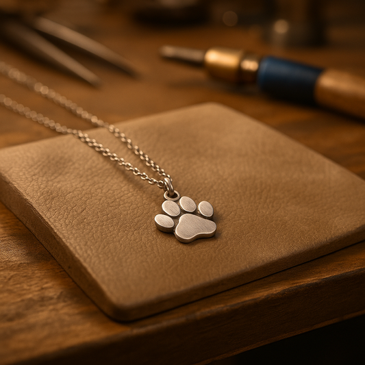Elegante collar con colgante en forma de pata en plata