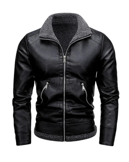 Elegante chaqueta de cuero polar