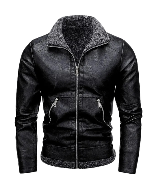 Elegante chaqueta de cuero polar