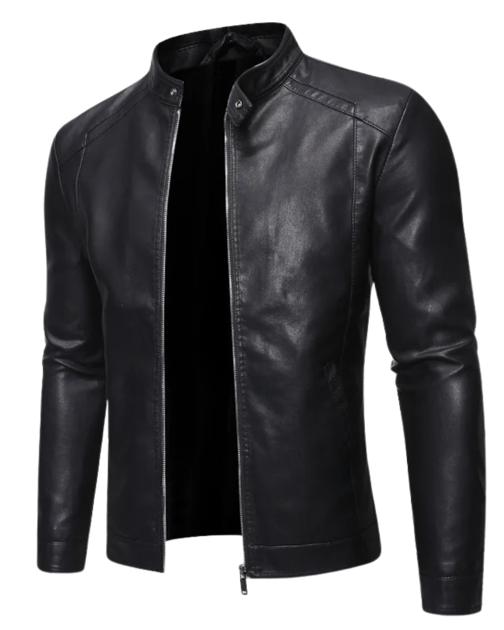 Chaqueta de cuero con cuello alto
