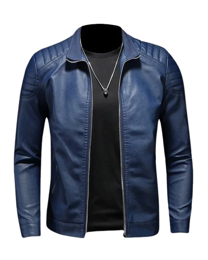 Chaqueta de cuero con cuello alto Luca