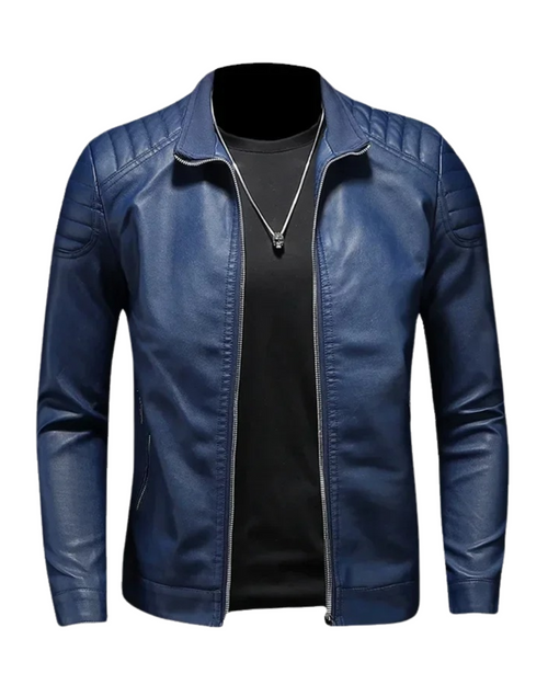Chaqueta de cuero con cuello alto Luca