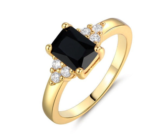 Anillo baguette de espinela negra