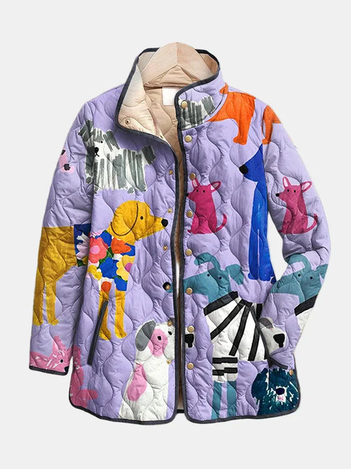 Rhea | Chaqueta acolchada informal con estampado de perro