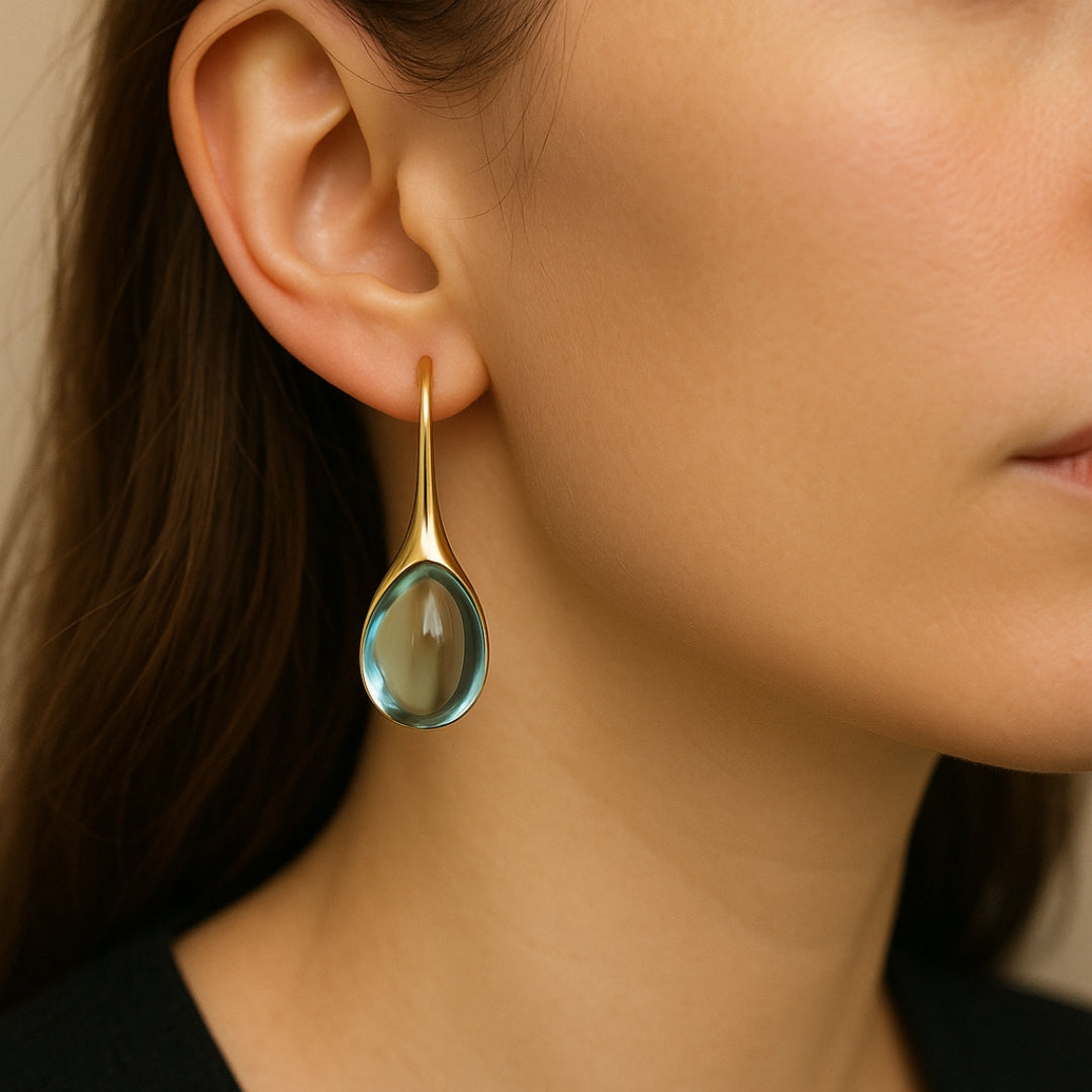 Pendientes colgantes de cristal en oro y plata