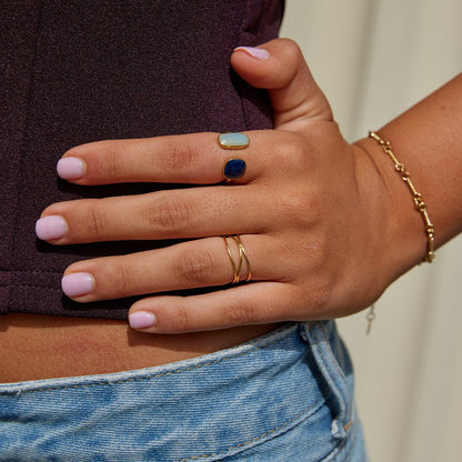 Anillo envolvente con aguamarina
