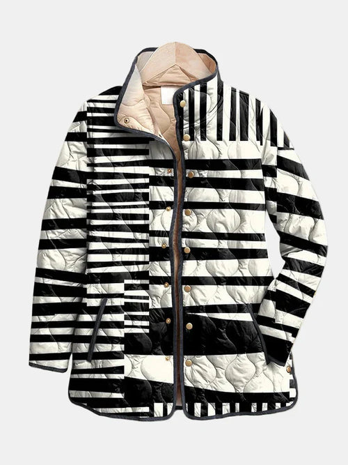 Miren | Chaqueta acolchada abstracta en blanco y negro