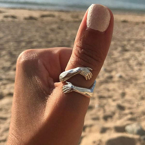 Anillo de abrazo ajustable de plata