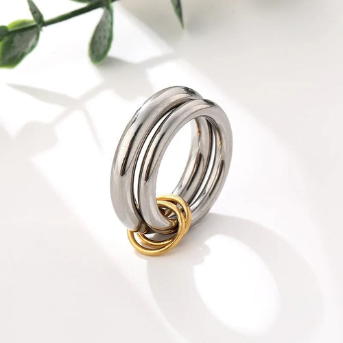 Anillo trenzado de plata con oro vintage 