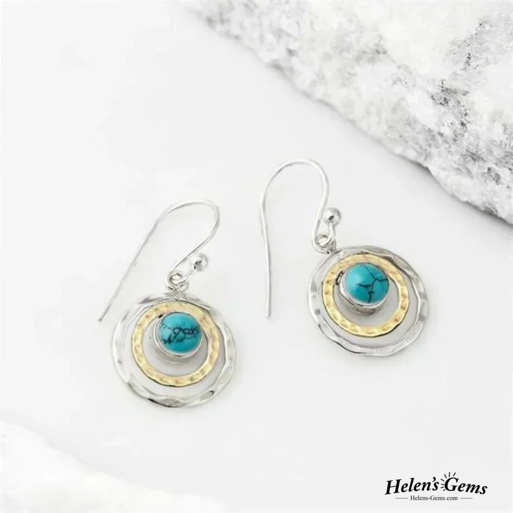 Pendientes Boho Saturno: Turquesa y Oro 