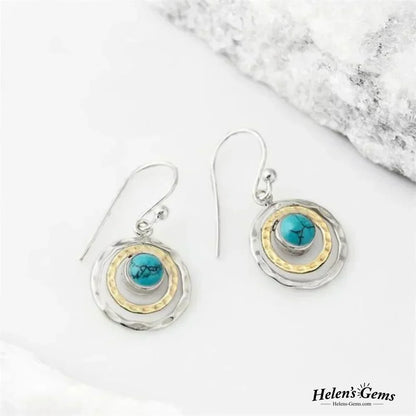 Pendientes Boho Saturno: Turquesa y Oro 